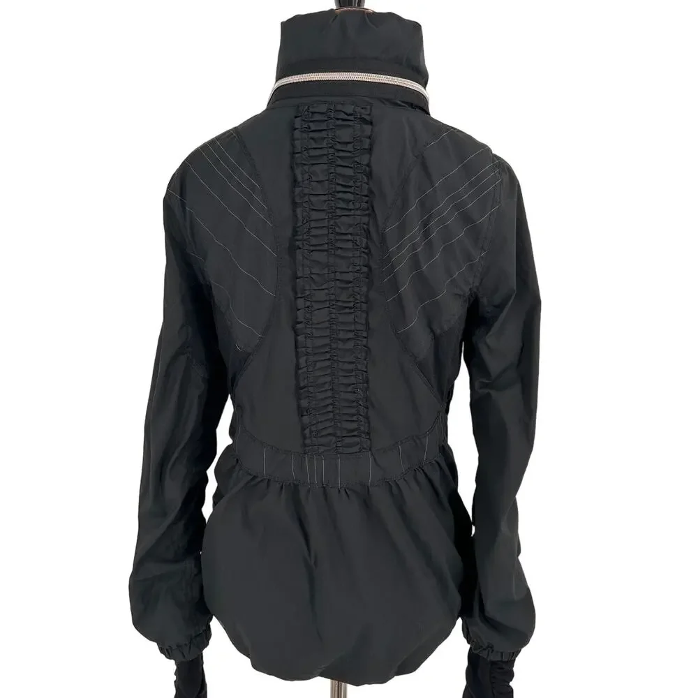 Lululemon Black Nylon Zip Up Ruched Back Detail Jacket Size 6